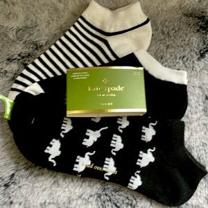 Kate Spade Socks Elephant, Black and White Stripes - New 3 pack